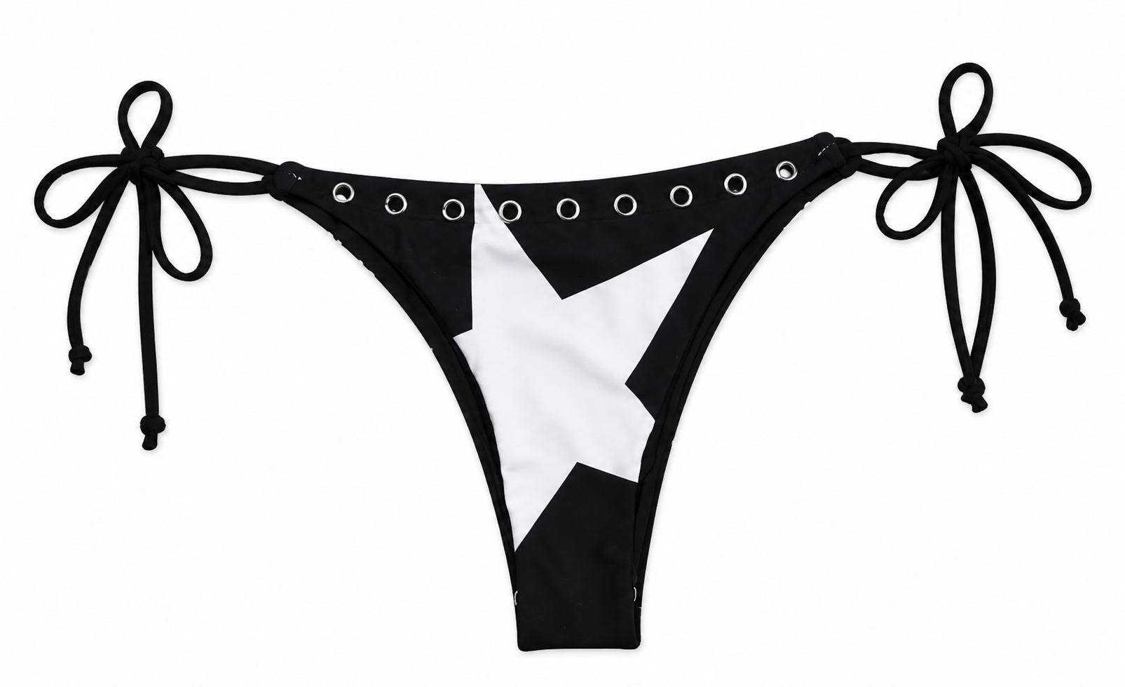 The Stargazing Bikini Bottom - black with white star detail and tie sides