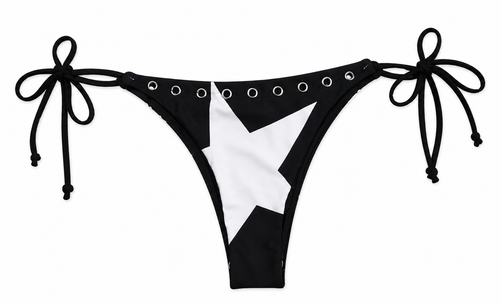 The Stargazing Bikini Bottom - black with white star detail and tie sides