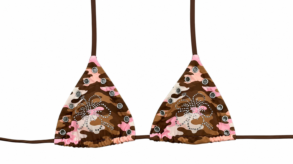 The Sugar Camo Bikini top - product shot on white background